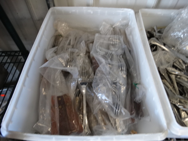 ALL ONE MONEY! Lot of Various Pieces of Silverware in Poly Bin!