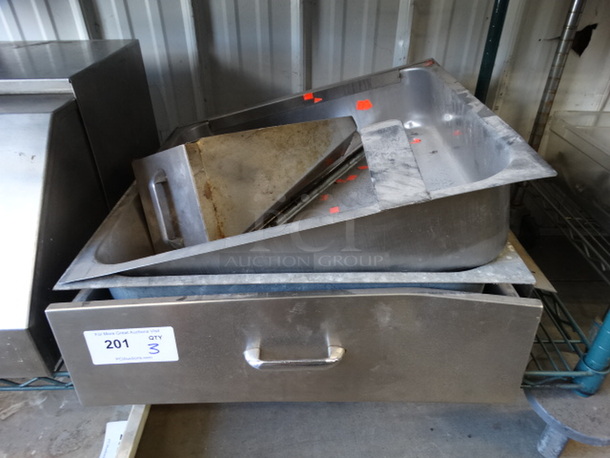 ALL ONE MONEY! Lot of Metal Drawer, Insert and Grease Tray! Includes 22x23x6