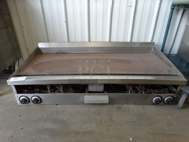 Stainless Steel Commercial Countertop Flat Top Griddle w/ Thermostatic Controls. 48x25x13.5