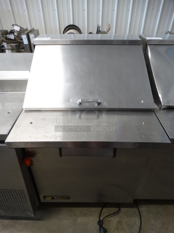 NICE! 2004 True Model TSSU-27-12M-C Stainless Steel Commercial Sandwich Salad Prep Table Bain Marie Mega Top on Commercial Casters. 115 Volts, 1 Phase. 27.5x34x46. Tested and Powers On But Does Not Get Cold