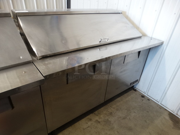 NICE! 2005 True Model TSSU-60-24M-B Stainless Steel Commercial Sandwich Salad Prep Table Bain Marie Mega Top on Commercial Casters. 115 Volts, 1 Phase. 60x34x46. Tested and Powers On But Does Not Get Cold
