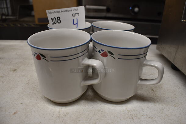 4 White Ceramic Mugs. 4x3x2.5. 4 Times Your Bid!
