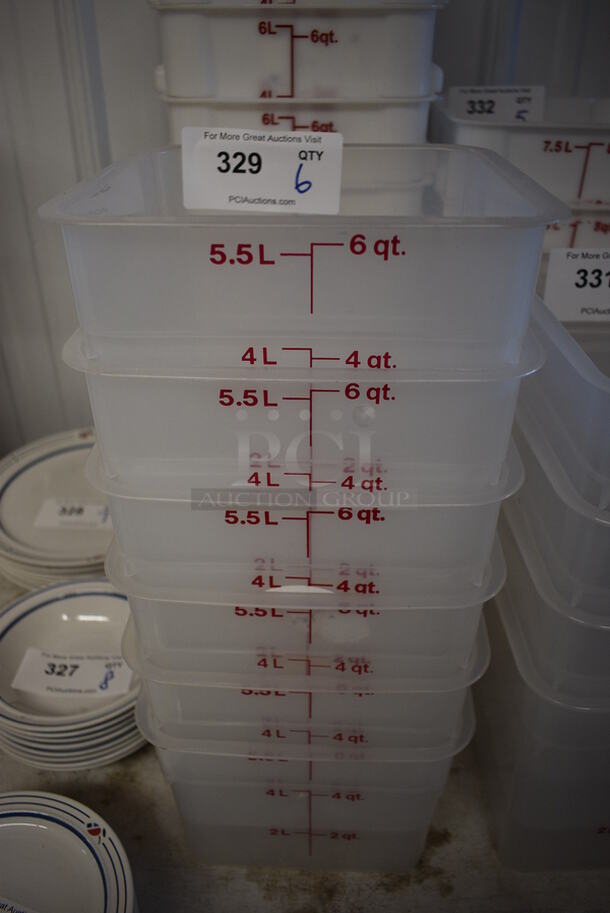 6 Poly 6 Quart Containers. 8.5x8.5x7. 6 Times Your Bid!