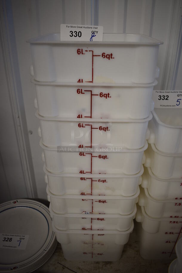 8 Poly 6 Quart Containers. 9x8.5x7. 8 Times Your Bid!
