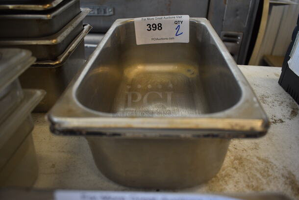 2 Stainless Steel 1/3 Size Drop In Bins. 1/3x4. 2 Times Your Bid!
