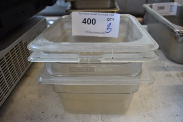 3 Poly Clear 1/6 Size Drop In Bins. 1/6x4. 3 Times Your Bid!
