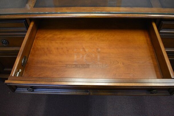 BEAUTIFUL! Hooker Brand Desk With 6 Drawers And Glass Top. 72x33x31 - Image 6 of 9