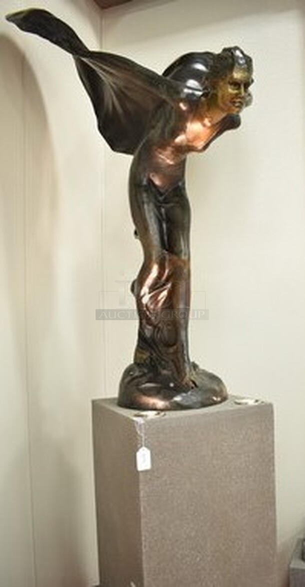 ONE OF A KIND! Bronze Rolls Royce Emblem "Spirit of Ecstasy" Statue With Charles Sykes Autograph On Custom Light-Up Base. 24x24x111. Tested and Working! - Image 1 of 10