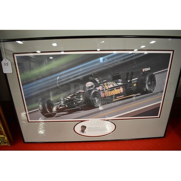 AWESOME! Autographed Michael Andretti Picture In Custom Frame! 33x3x21.