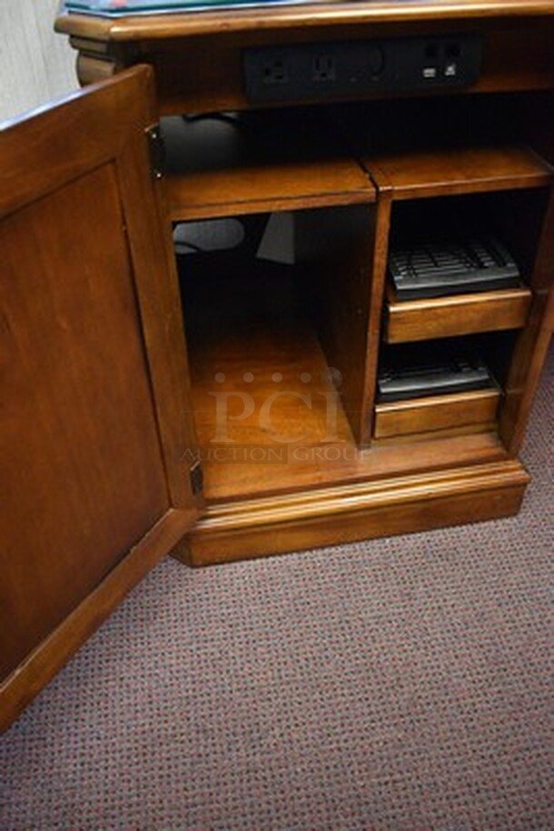 BEAUTIFUL! Custom Made Hooker Brand Desk With Printer Drawer, Note Card Organizer, and Built In Outlets, USB, Internet Hookups. 72x24x31. - Image 3 of 12