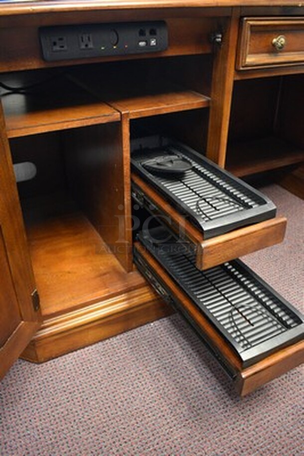 BEAUTIFUL! Custom Made Hooker Brand Desk With Printer Drawer, Note Card Organizer, and Built In Outlets, USB, Internet Hookups. 72x24x31. - Image 4 of 12