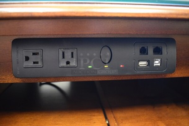 BEAUTIFUL! Custom Made Hooker Brand Desk With Printer Drawer, Note Card Organizer, and Built In Outlets, USB, Internet Hookups. 72x24x31. - Image 5 of 12
