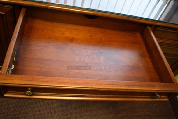 BEAUTIFUL! Custom Made Hooker Brand Desk With Printer Drawer, Note Card Organizer, and Built In Outlets, USB, Internet Hookups. 72x24x31. - Image 6 of 12