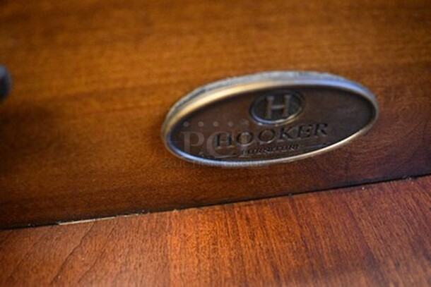 BEAUTIFUL! Custom Made Hooker Brand Desk With Printer Drawer, Note Card Organizer, and Built In Outlets, USB, Internet Hookups. 72x24x31. - Image 7 of 12