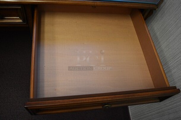 BEAUTIFUL! Custom Made Hooker Brand Desk With Printer Drawer, Note Card Organizer, and Built In Outlets, USB, Internet Hookups. 72x24x31. - Image 8 of 12