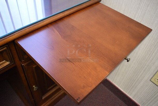 BEAUTIFUL! Custom Made Hooker Brand Desk With Printer Drawer, Note Card Organizer, and Built In Outlets, USB, Internet Hookups. 72x24x31. - Image 10 of 12