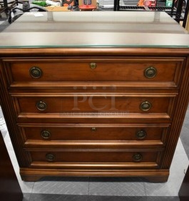 ASTONISHING! Hooker Furniture Home Office Brookhaven Lateral File With Glass Top. 32x23x31 - Image 1 of 6