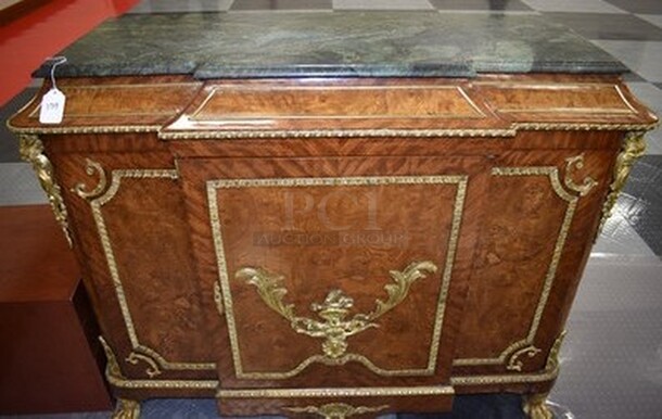 EXQUISITE! Wooden Chest With Marble Top and Drawer. 50x22x44.