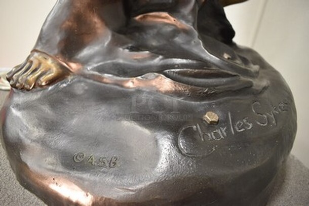 ONE OF A KIND! Bronze Rolls Royce Emblem "Spirit of Ecstasy" Statue With Charles Sykes Autograph On Custom Light-Up Base. 24x24x111. Tested and Working! - Image 5 of 10