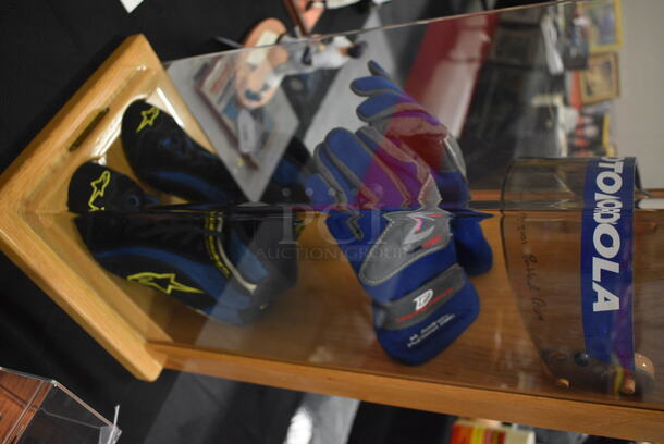 ONE OF A KIND! Gear Worn By Michael Andretti From 2001 Freightliner/G.I. Joes 200 In Custom Display Case. Autographed By Michael Andretti! 13x13x25 - Image 7 of 8