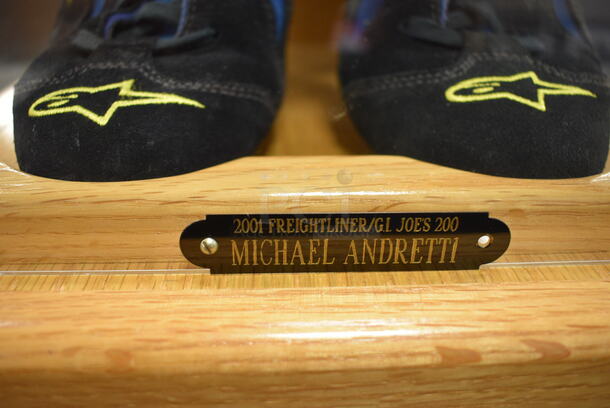 ONE OF A KIND! Gear Worn By Michael Andretti From 2001 Freightliner/G.I. Joes 200 In Custom Display Case. Autographed By Michael Andretti! 13x13x25 - Image 8 of 8