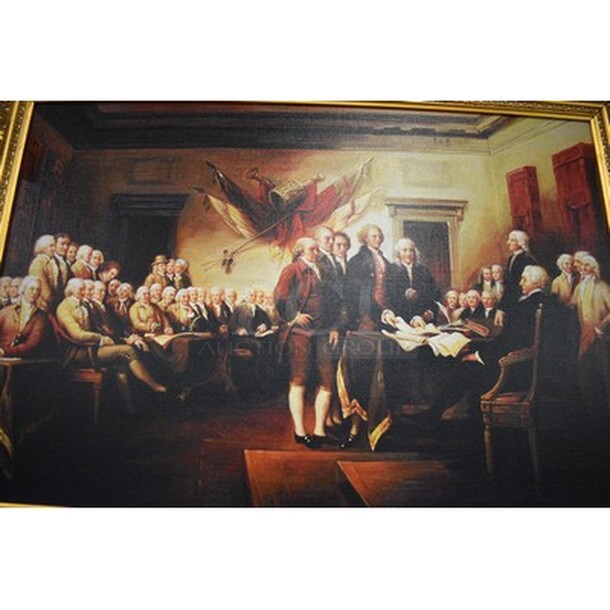 EXQUISITE! Declaration of Independence Oil Painting By John Trumbull In Custom Frame Ed Mero! 36x3x26 - Image 5 of 7