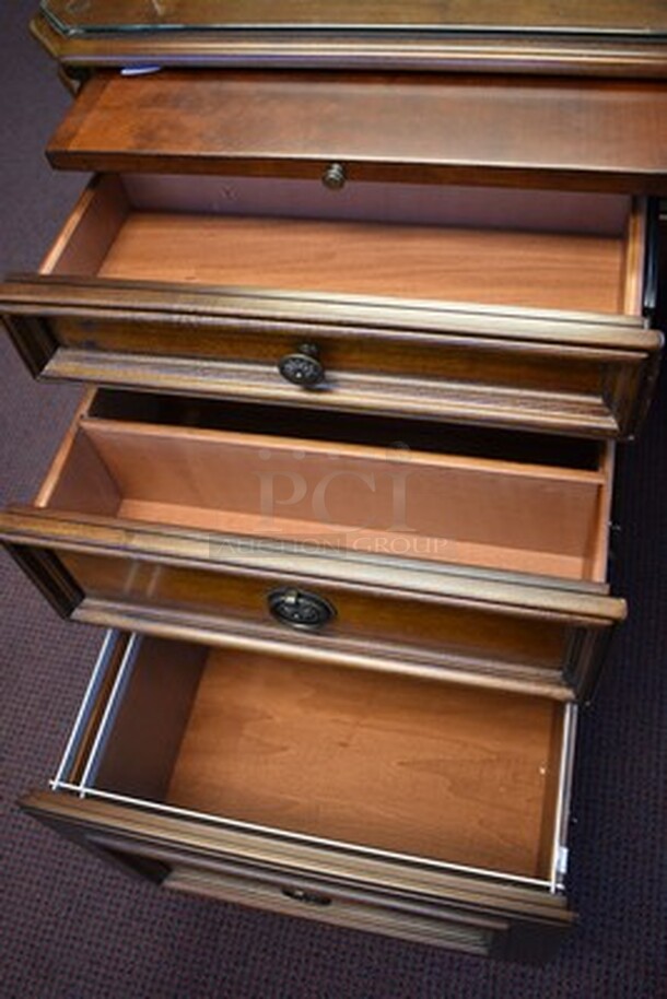 BEAUTIFUL! Hooker Brand Desk With 6 Drawers And Glass Top. 72x33x31 - Image 8 of 10