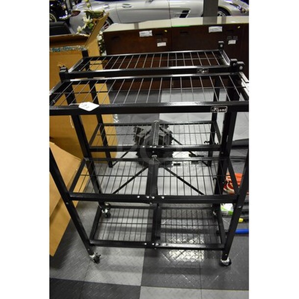 2 Collapsible Metal Shelving Units On Wheels! 30x12x38. 2x Your Bid!