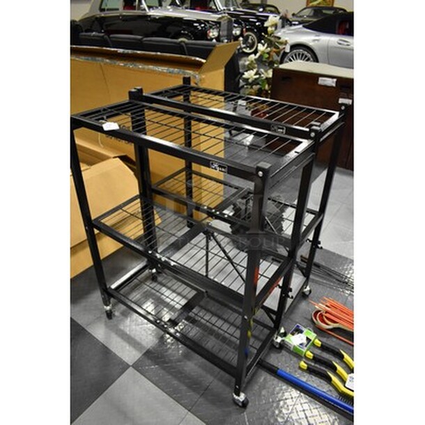 2 Collapsible Metal Shelving Units On Wheels! 30x12x38. 2x Your Bid! - Image 2 of 4
