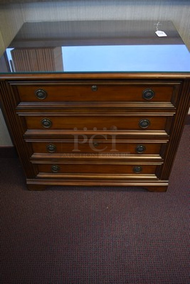 ASTONISHING! Hooker Furniture Home Office Brookhaven Lateral File With Glass Top. 32x23x31 - Image 1 of 8