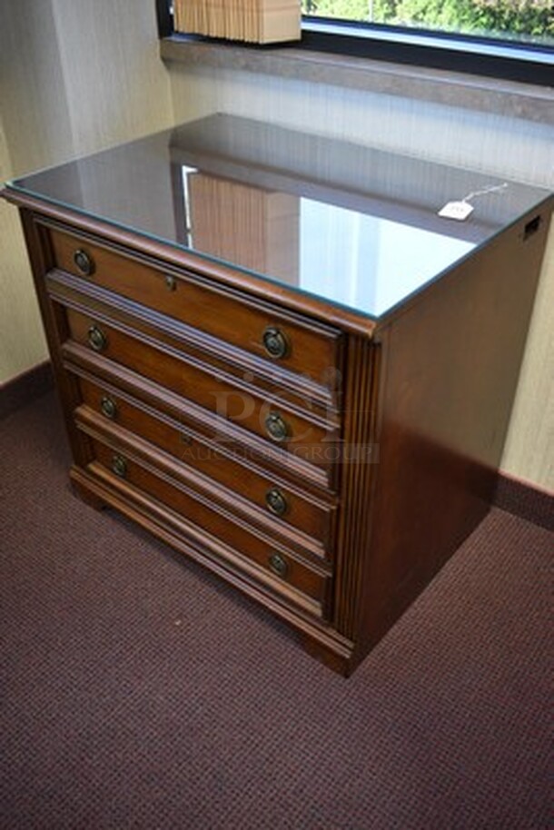 ASTONISHING! Hooker Furniture Home Office Brookhaven Lateral File With Glass Top. 32x23x31 - Image 2 of 8