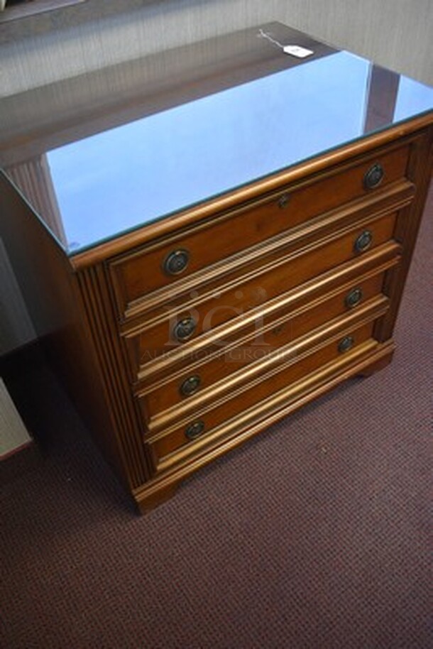 ASTONISHING! Hooker Furniture Home Office Brookhaven Lateral File With Glass Top. 32x23x31 - Image 3 of 8