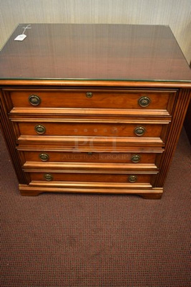 ASTONISHING! Hooker Furniture Home Office Brookhaven Lateral File With Glass Top. 32x23x31