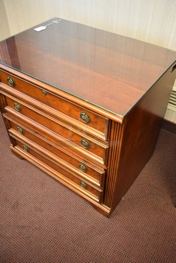 ASTONISHING! Hooker Furniture Home Office Brookhaven Lateral File With Glass Top. 32x23x31 - Image 2 of 8
