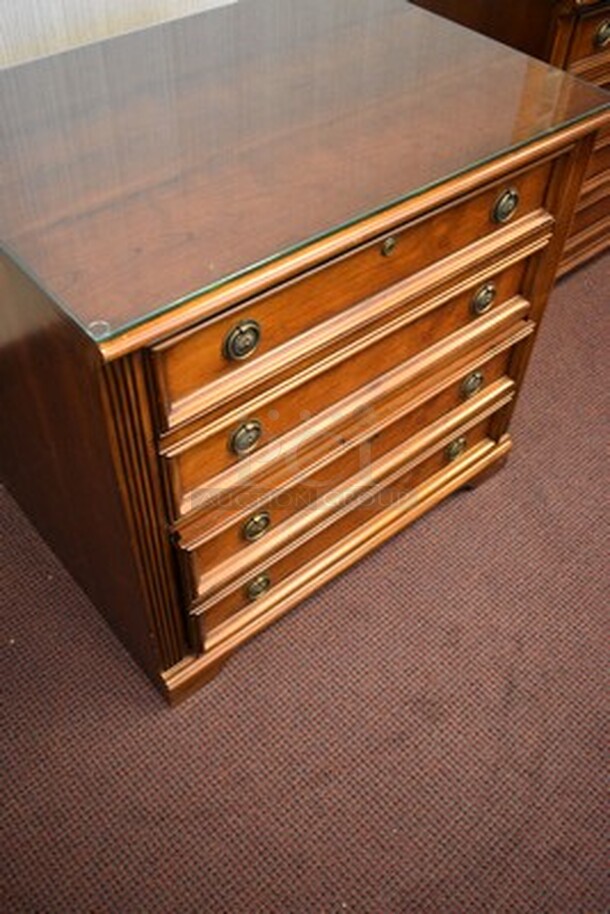 ASTONISHING! Hooker Furniture Home Office Brookhaven Lateral File With Glass Top. 32x23x31 - Image 3 of 8