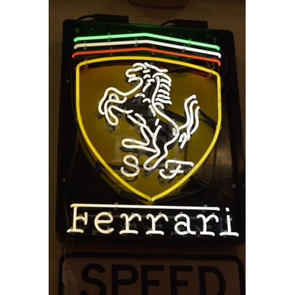 MESMERIZING! Ferrari Light Up Neon Sign. 120V, 50/60HZ. 24x4x30. Tested and Working! We Will Not Ship This Item