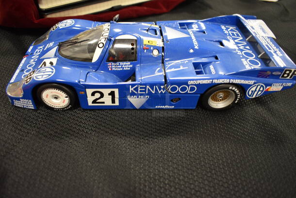 COOL! Kenwood 1/18 Scale Model Porsche 956 Racing Car Autographed By Mario and Michael Andretti!