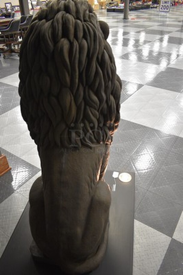 GORGEOUS! Concrete Lion Statue On Black Platform With 2 Lights. 55x29.5x111. Tested and Working! - Image 8 of 10
