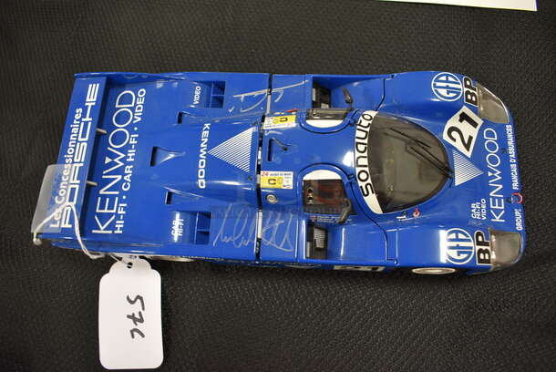 COOL! Kenwood 1/18 Scale Model Porsche 956 Racing Car Autographed By Mario and Michael Andretti! - Image 3 of 8