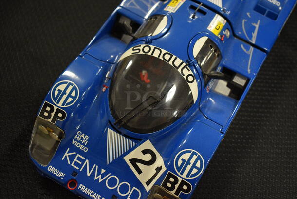 COOL! Kenwood 1/18 Scale Model Porsche 956 Racing Car Autographed By Mario and Michael Andretti! - Image 4 of 8