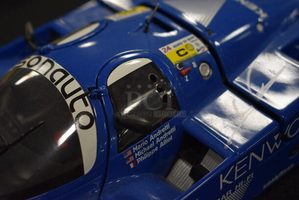 COOL! Kenwood 1/18 Scale Model Porsche 956 Racing Car Autographed By Mario and Michael Andretti! - Image 6 of 8
