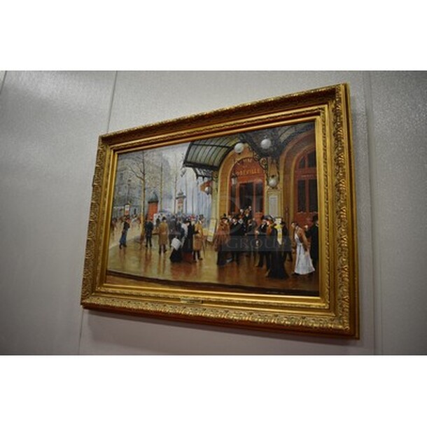 ASTOUNDING! Outside The Theater Du Vaudeville Oil Painting By Jean Beraud In Custom Frame From Art Dealer Ed Mero! 45x2x33 - Image 1 of 10