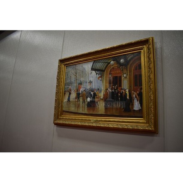 ASTOUNDING! Outside The Theater Du Vaudeville Oil Painting By Jean Beraud In Custom Frame From Art Dealer Ed Mero! 45x2x33 - Image 2 of 10