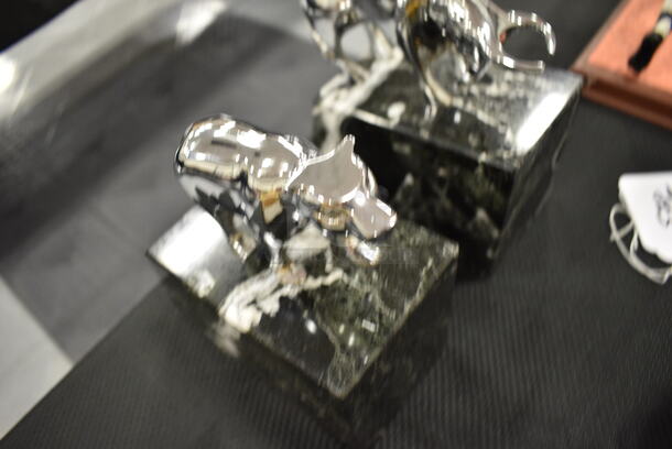 2 Marble and Metal Bookends. All In One  Money! - Image 3 of 3