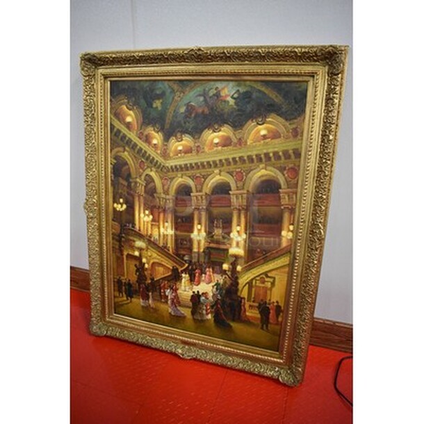 AMAZING! The Passageway of The Opera Oil Painting By Jean Beraud In Custom Frame From Art Dealer Ed Mero! 47x3x59. - Image 1 of 7