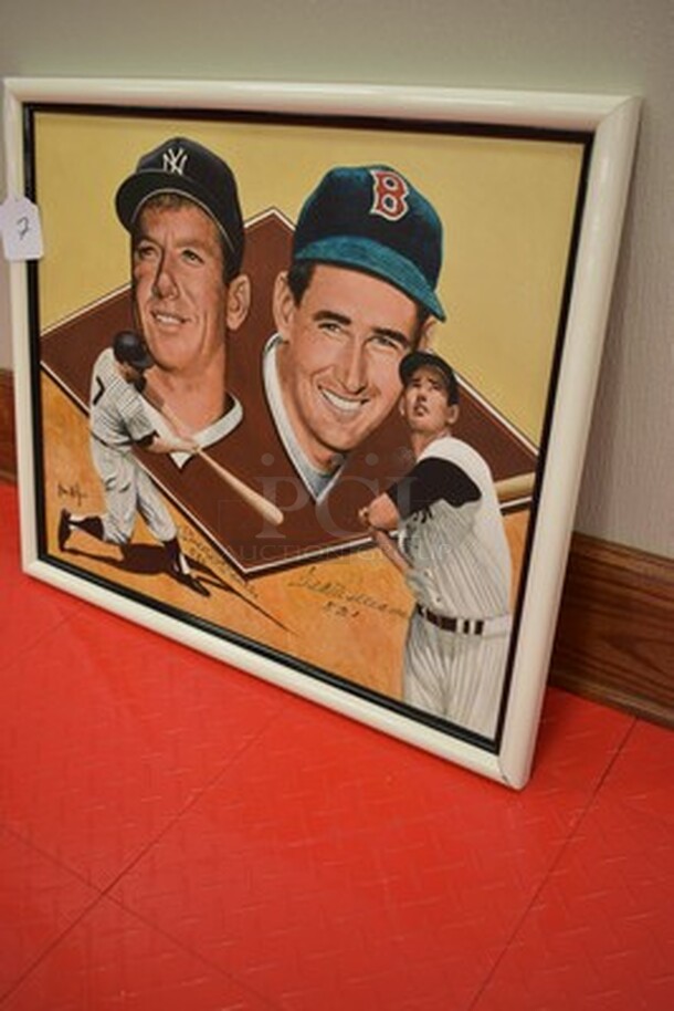 EXQUISITE! Leon Wolf Manufactured Painting of Mickey Mantle and Ted Williams. Painting signed by Leon Wolf, Mickey Mantle, and Ted Williams. Comes With Letter of Authenticity!  - Image 2 of 12