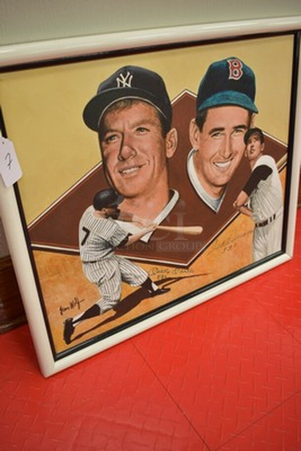 EXQUISITE! Leon Wolf Manufactured Painting of Mickey Mantle and Ted Williams. Painting signed by Leon Wolf, Mickey Mantle, and Ted Williams. Comes With Letter of Authenticity!  - Image 3 of 12