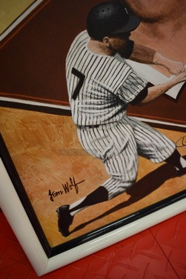 EXQUISITE! Leon Wolf Manufactured Painting of Mickey Mantle and Ted Williams. Painting signed by Leon Wolf, Mickey Mantle, and Ted Williams. Comes With Letter of Authenticity!  - Image 4 of 12