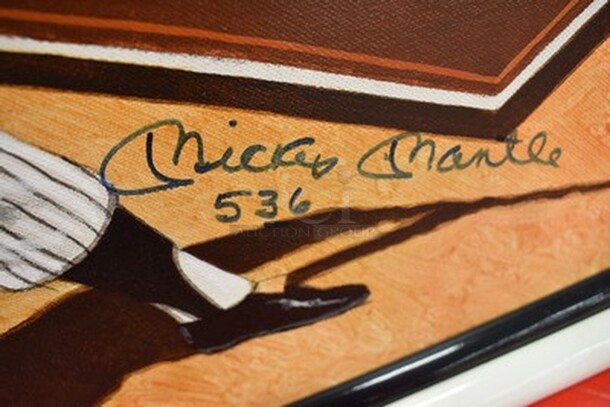 EXQUISITE! Leon Wolf Manufactured Painting of Mickey Mantle and Ted Williams. Painting signed by Leon Wolf, Mickey Mantle, and Ted Williams. Comes With Letter of Authenticity!  - Image 6 of 12