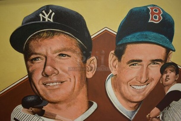 EXQUISITE! Leon Wolf Manufactured Painting of Mickey Mantle and Ted Williams. Painting signed by Leon Wolf, Mickey Mantle, and Ted Williams. Comes With Letter of Authenticity!  - Image 9 of 12